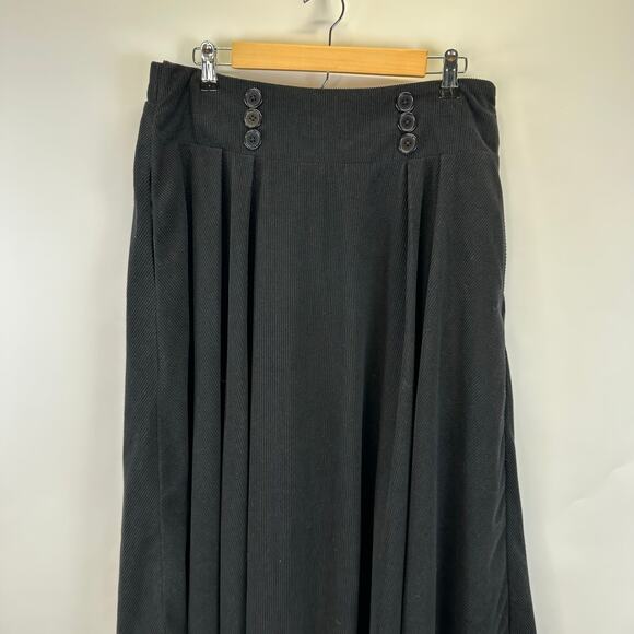 Belle Poque Womens Black Corduroy Flowy Pleated Maxi Skirt Size XL - Picture 3 of 16